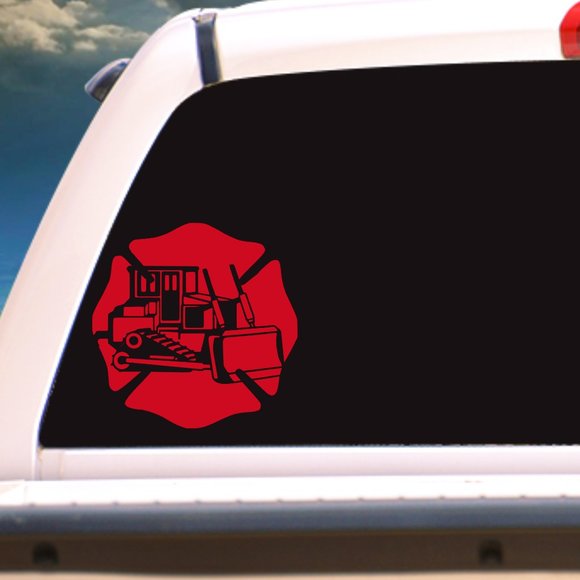 5-6" MALTESE CROSS with DOZER VINYL CAR DECAL #MC13 - Picture 1 of 9